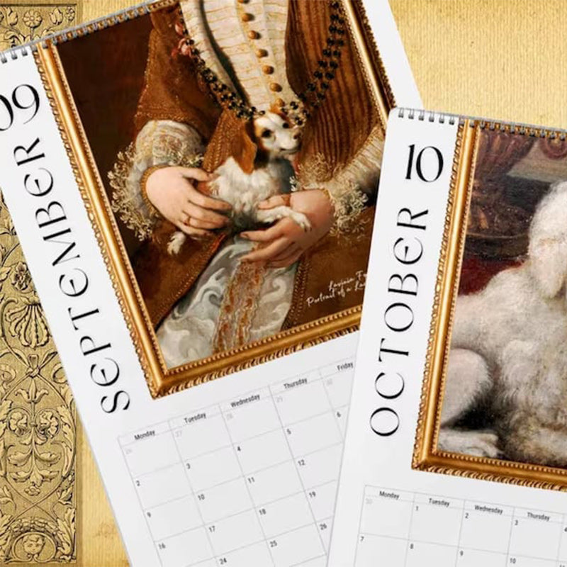 2024 Renaissance Painting Ugly Dogs Monthly Calendar