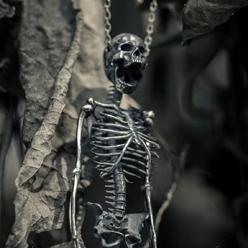 Full Body Silver Skeleton Pendant