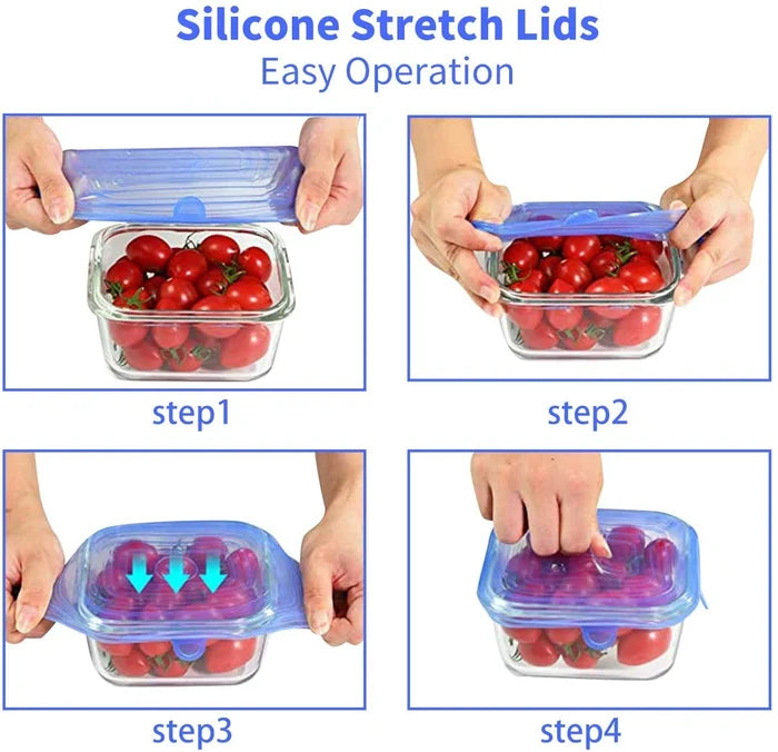 Stretchable food silicone lid, 6 pieces