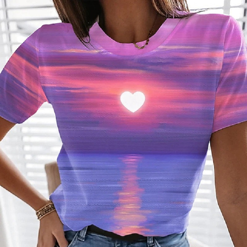 Women's Heart 3D Printed T-shirt