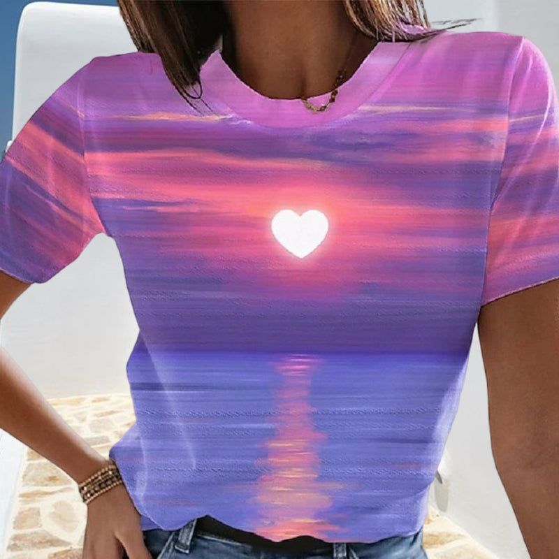 Women's Heart 3D Printed T-shirt