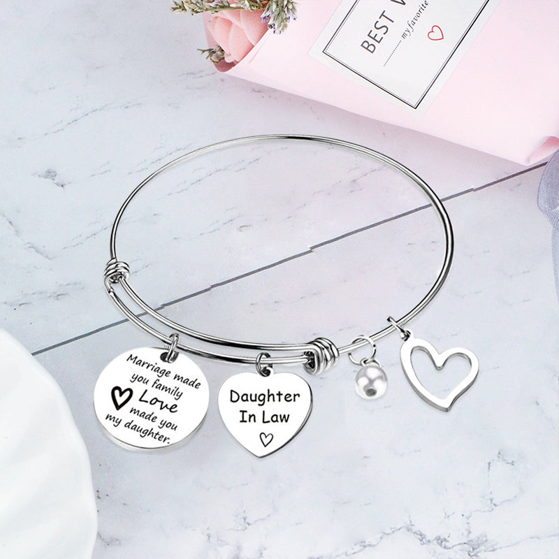 🎁FOR DAUGHTER-IN-LAW🎁MARRIAGE MADE YOU FAMILY LOVE MADE YOU MY DAUGHTER BANGLE BRACELET