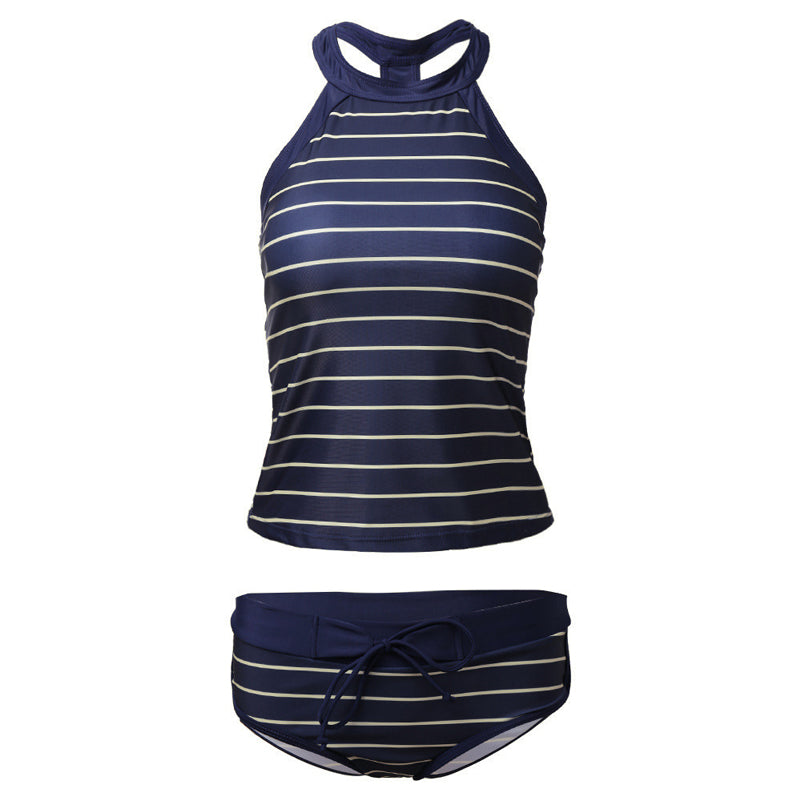 Halter Striped Tankini Set