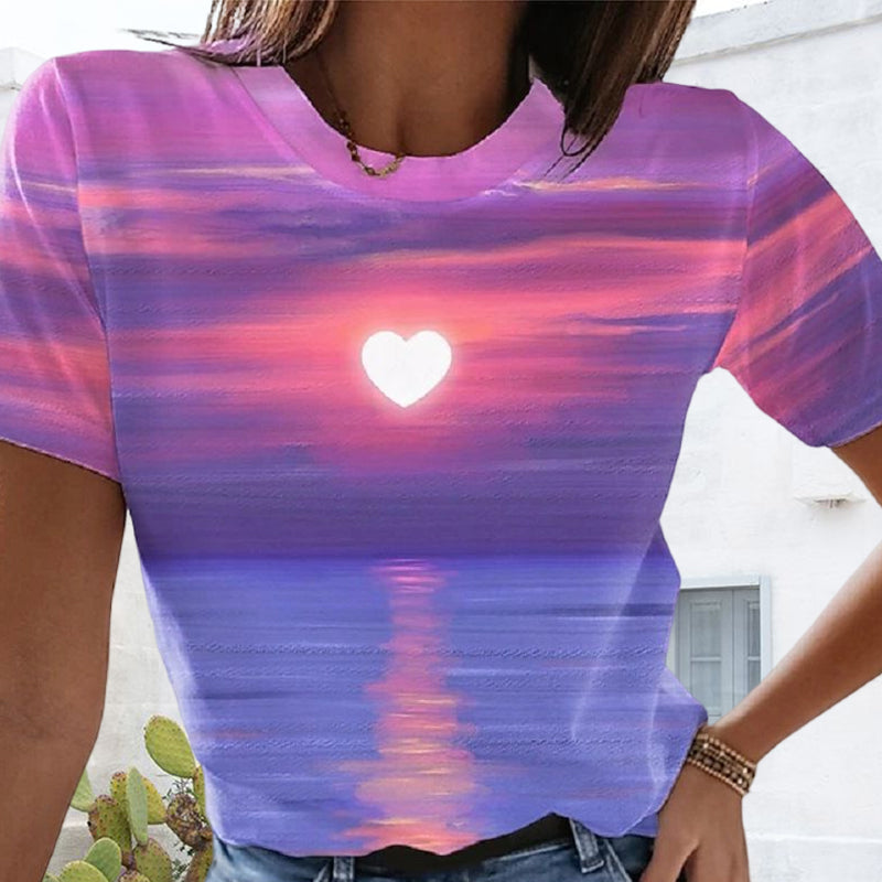 Women's Heart 3D Printed T-shirt