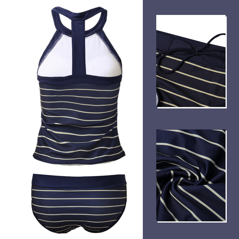 Halter Striped Tankini Set