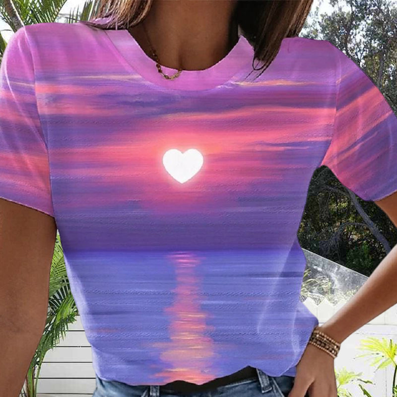 Women's Heart 3D Printed T-shirt