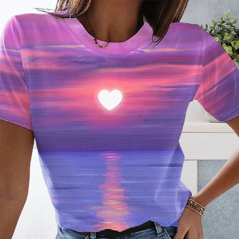 Women's Heart 3D Printed T-shirt