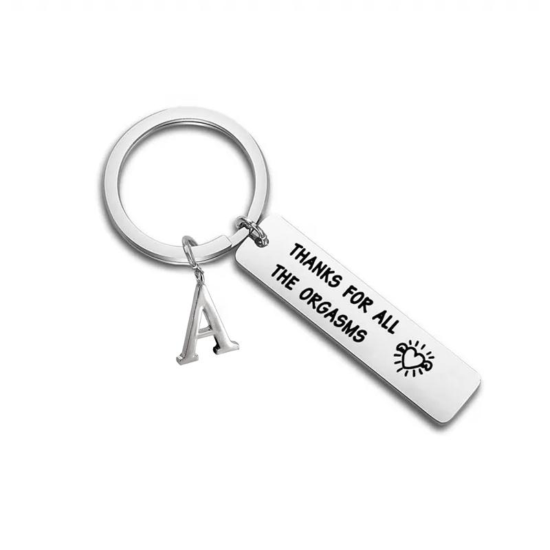 Naughty & Funny Keychain/Charm Couple Key Ring with letter pendant