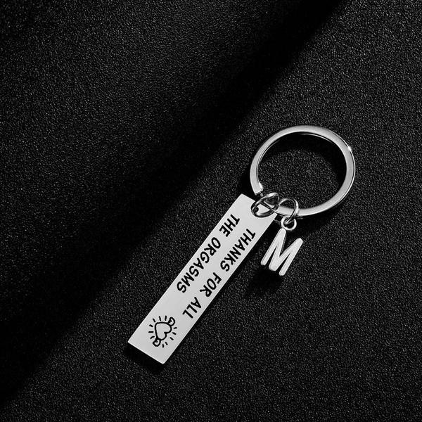 Naughty & Funny Keychain/Charm Couple Key Ring with letter pendant