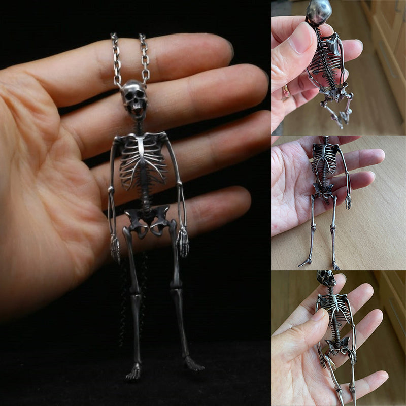 Full Body Silver Skeleton Pendant